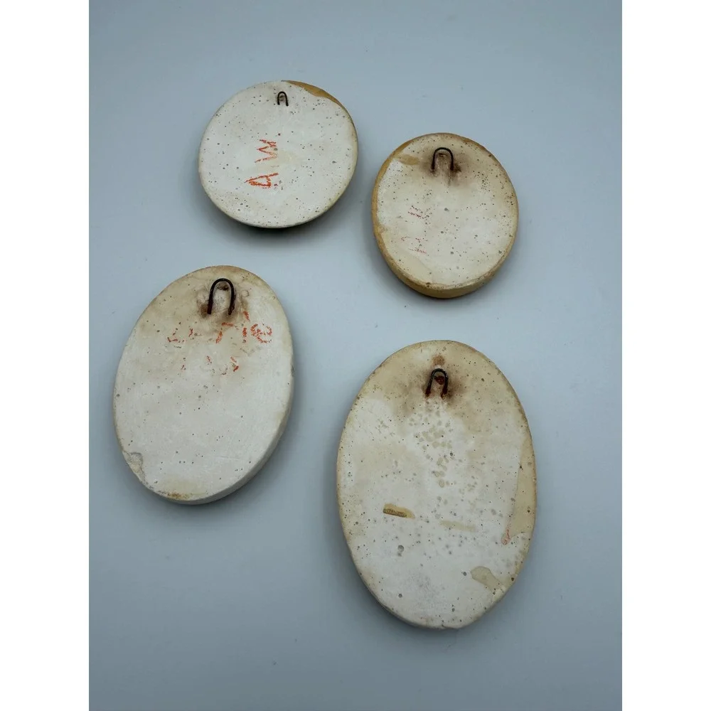 Vintage Precious Moments Holly Hobbie Style Wood Oval Wall Plaques Set of 4